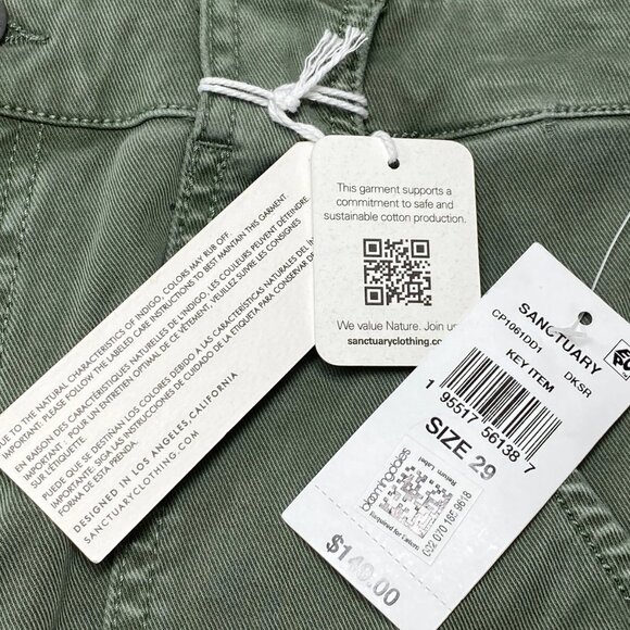 NEW SANCTUARY DENIM Women's Cargo Pants Green Size 29 Sculpted Hayden Slim Dark - Picture 6 of 12